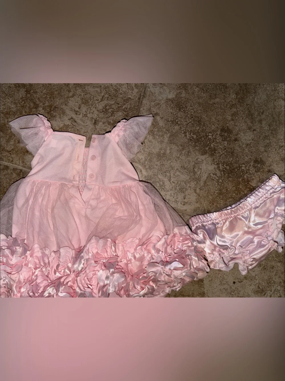 Nannette Pink Floral Petal Ruffle Dress with Satin Bloomers